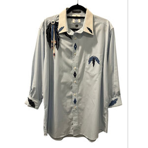 Vintage 90's Scottsdale Images Size XL 17.5 Appliqued Handpainted Western Shirt